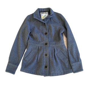 O’Neill Wool Gray Winter Coat, Grey Peacoat Overcoat, Jacket, Button Up Small S‌